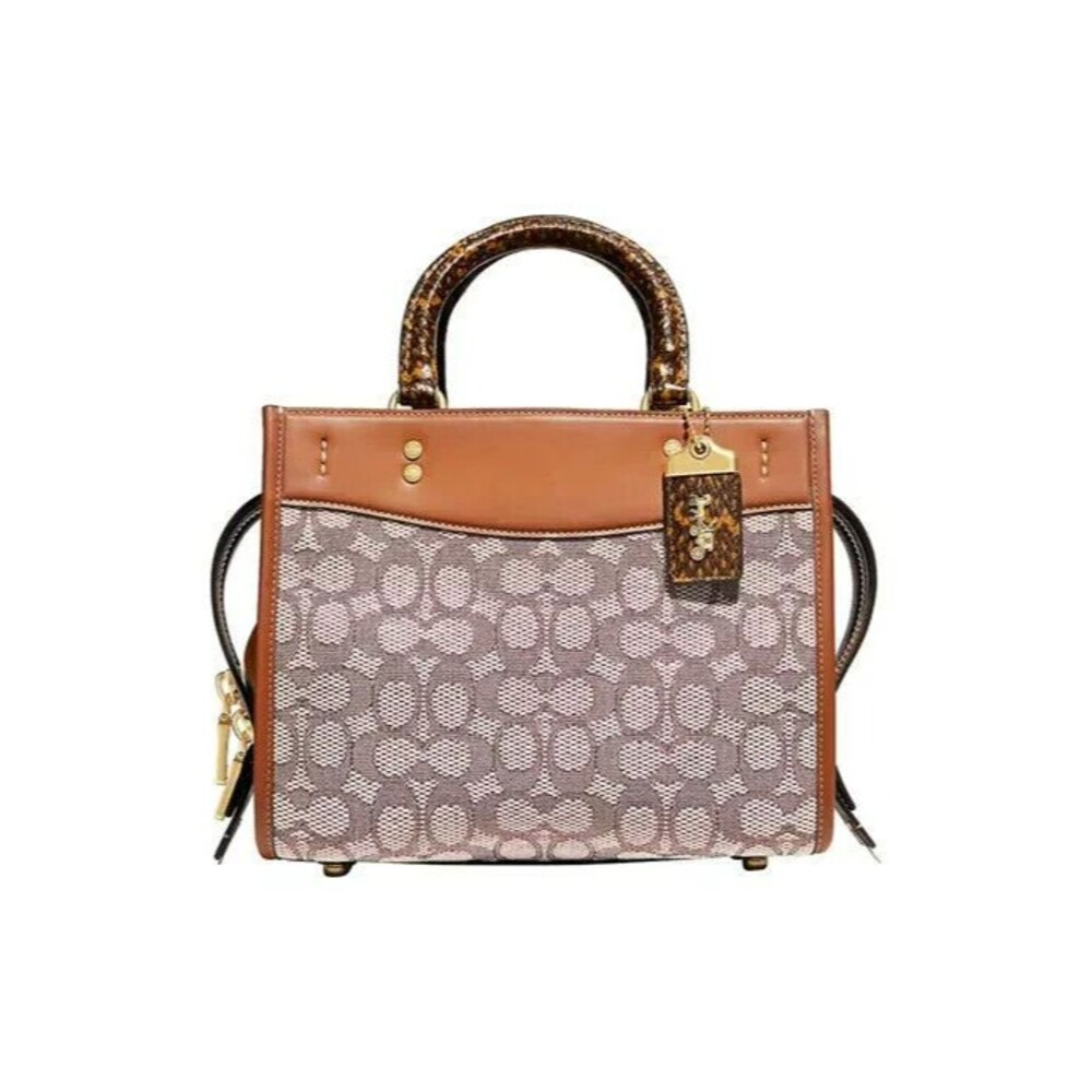 COACH Signature Textile Jacquard Rogue 25 Handbag with Snake Exotic Handles NWOT